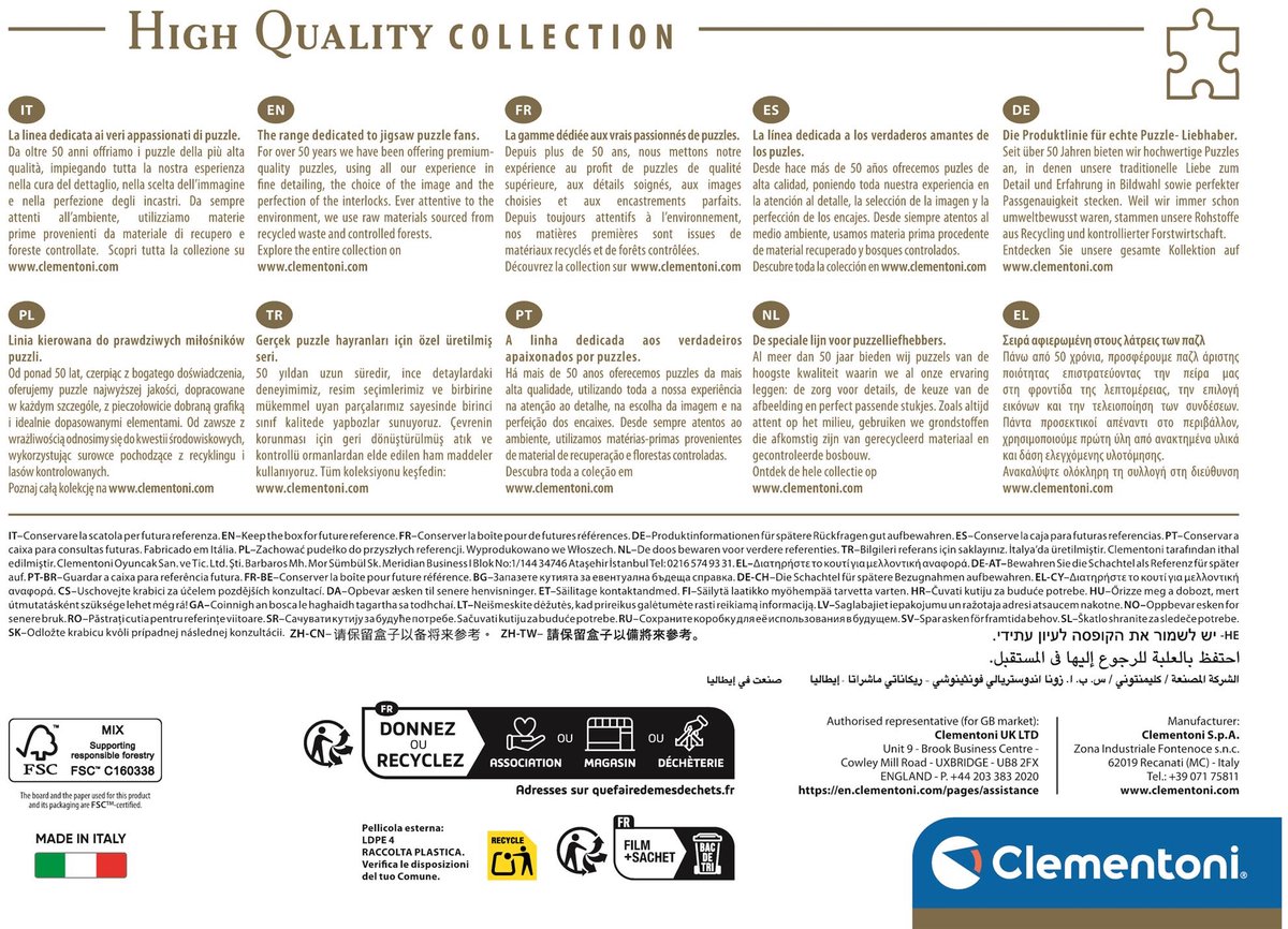 Clementoni - Puzzel - 1000 Stukjes - Shades of Santorini - Puzzel Voor Volwassenen - High Quality Collection