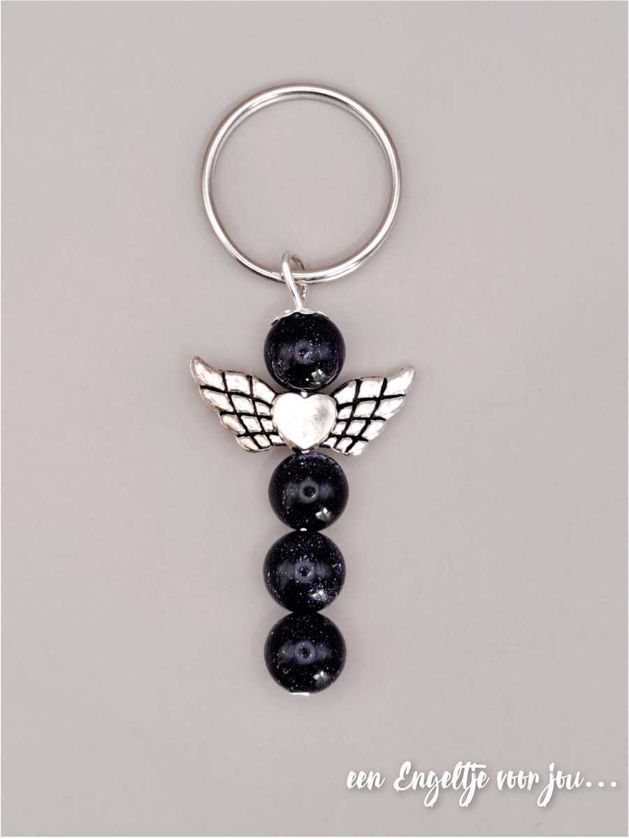 Geluksengel - Natuursteen Blauwe Goudsteen - een Engeltje voor jou - Edelsteen sleutelhanger - Tashanger - Beschermengel - Geluksengeltjes - Natuursteen sleutelhanger - Beschermengeltje - Guardian Angel - Gelukspoppetje