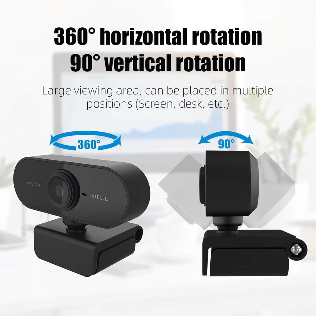 Webcam voor PC - 1080P Full HD - HD Pro Webcam - Voor Laptop en PC - Windows en Mac - Streaming Camera - Laptop - Office - Gaming - Zwart thumbnail 2