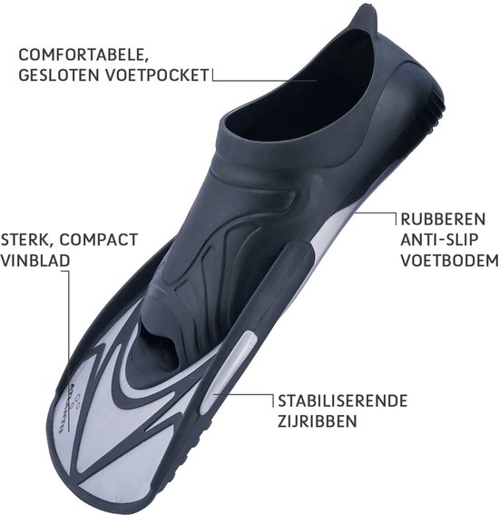 Atlantis Marlin - Palmes de natation - Adultes - Argent/ Zwart - Palmes