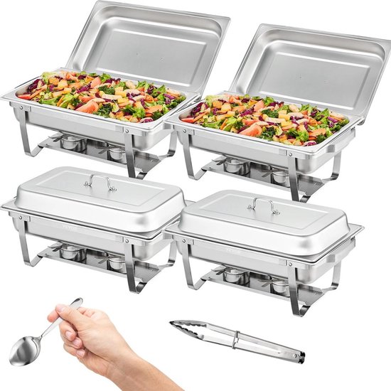 Brandpastacontainers, 4 stuks roestvrijstalen fondue branders spiritusbranders met deksel, voedselverwarmers brandcontainers brandpasta voor warmhoudcontainers, buffetaccessoires, fondue, camping