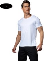Livano Sportshirt Heren - Sport - Fitness - Compressie Shirt - Corrigerend Hemd - Sportkleding - Mannen - Wit - L