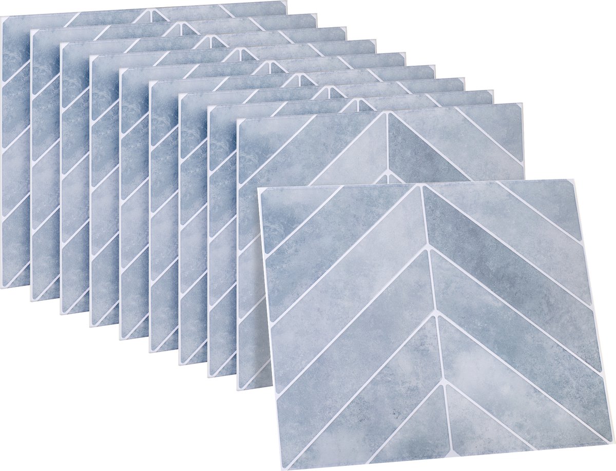 Dekorix plaktegels - Set van 10 zelfklevende tegels - Tegelstickers - Keuken - Badkamer - 29*23cm - Blauw