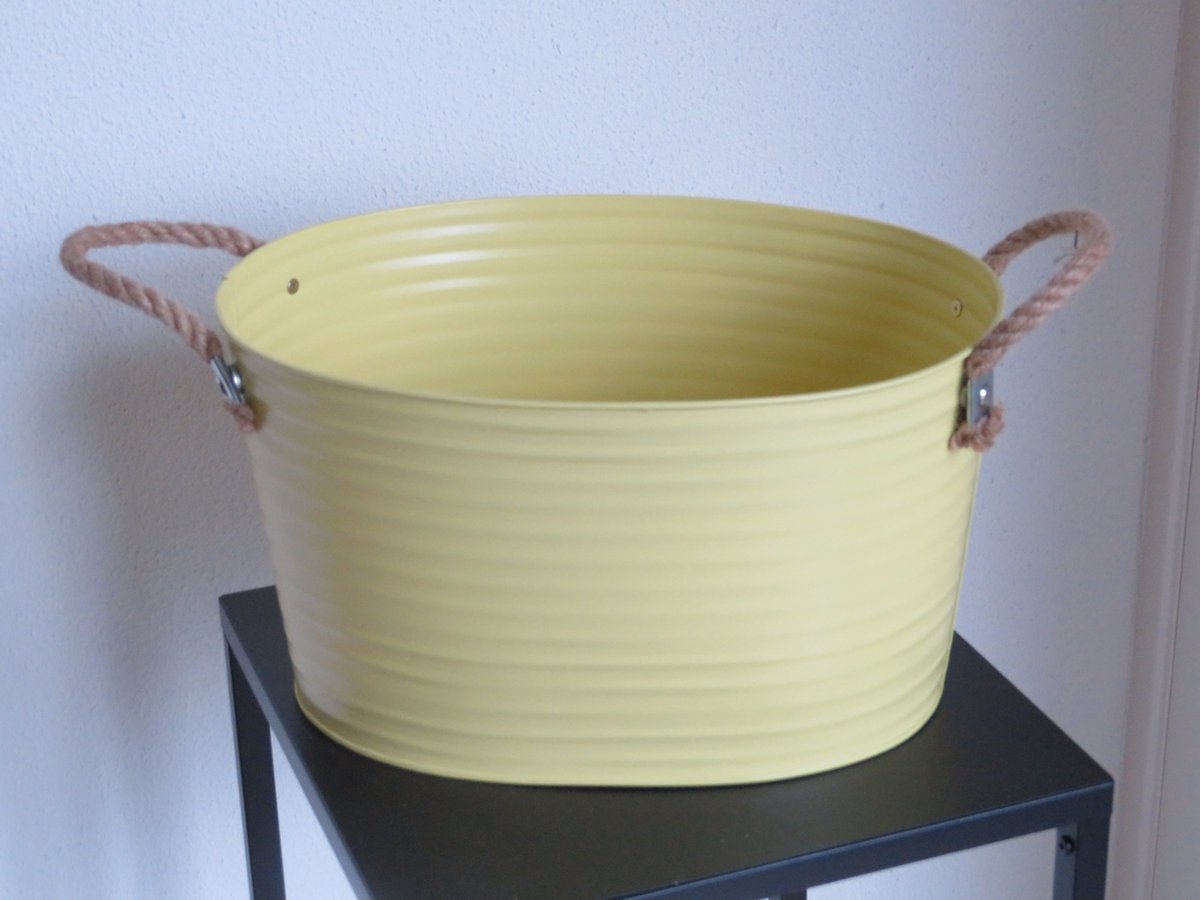 Emmer ovaal - Geel - Touw handvaten - Lente