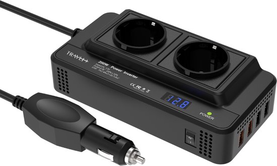 Travli omvormer 12v naar 230v – 2x stopcontact – 4x usb