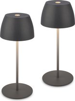 BRILONER - Set van 2 mini Tafellampen - oplaadbar buitenlampen - IP44 - warm wit licht 2.700 K - dimbaar - met USB-C - antraciet - 8x20 cm