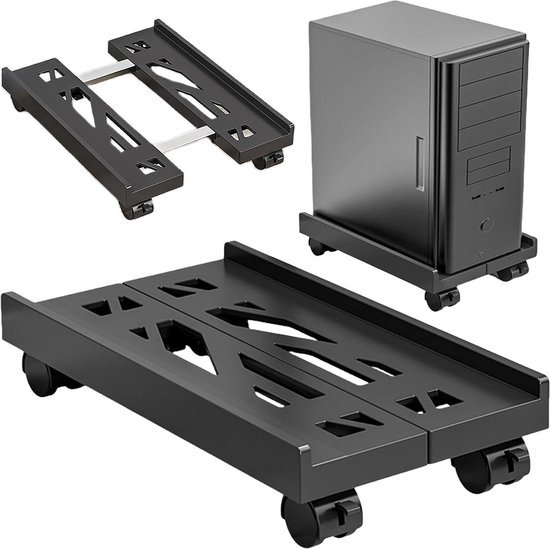 SPORWAY CPU standaard PC standaard: universele verstelbare computerhouder met 4 wielen, onder bureau torenhouder wagen voor computerbehuizing hoofdframe (wit