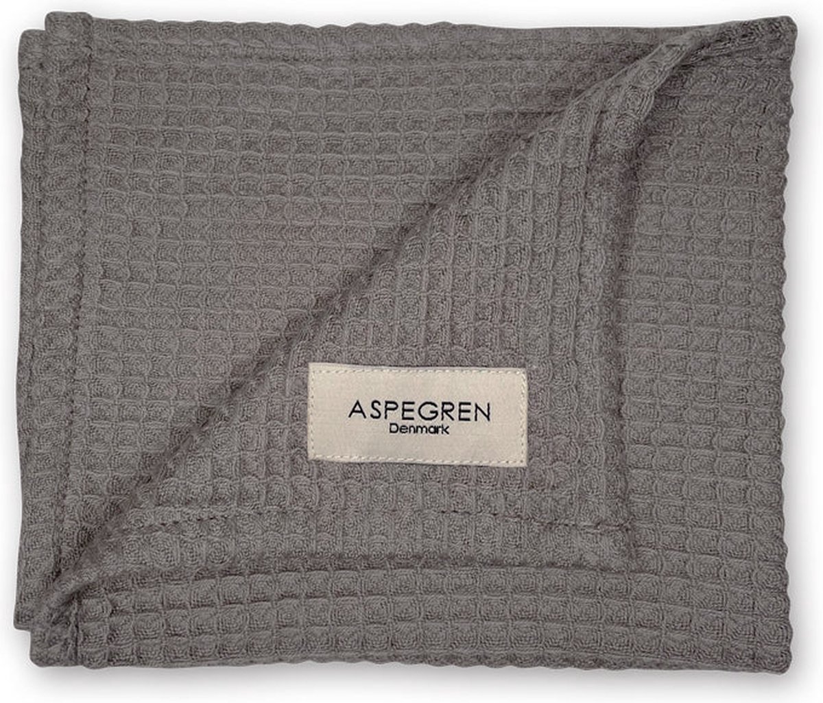 Set van 2 Theedoek taupe donkergrijs 50x70cm - 100% biologisch katoen - wafel structuur - Aspegren Denmark