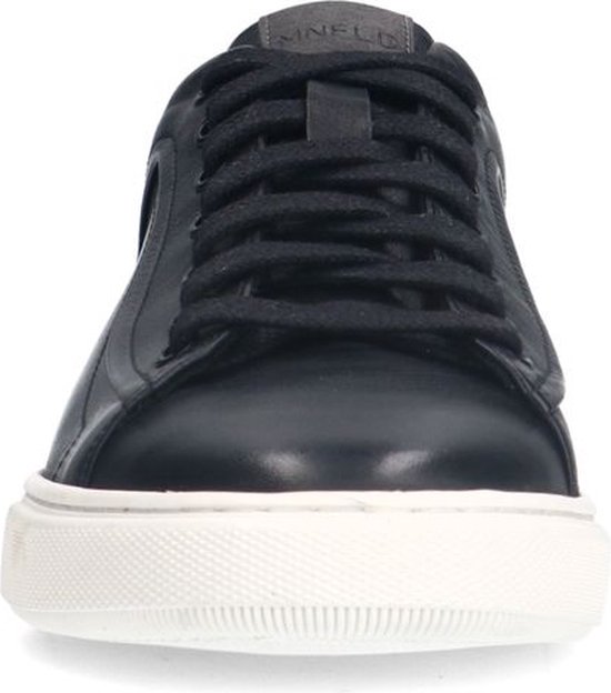 Manfield - Homme - Baskets en cuir noir - Taille 40