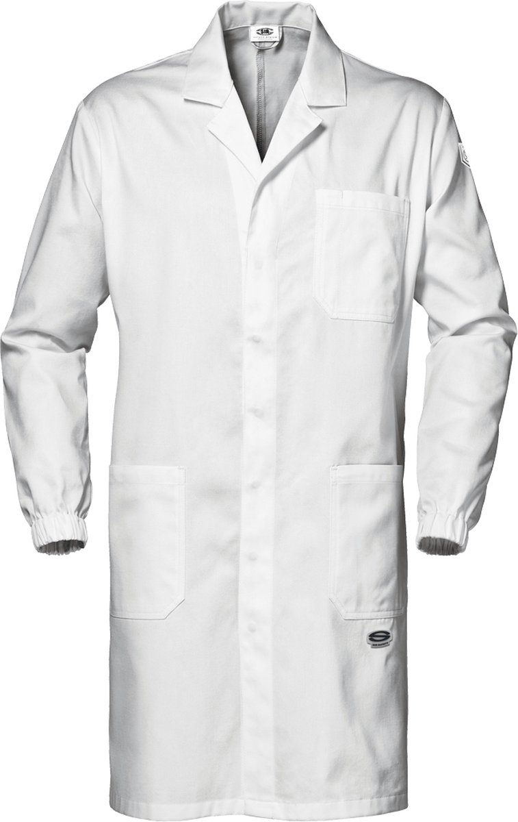 SIR SAFETY SYMBOL MENS Stof Werkjas HEREN Veiligheidsjas Wit - Metaaldetecteerbare Sluiting - Katoen Twill - Elastische Manchetten