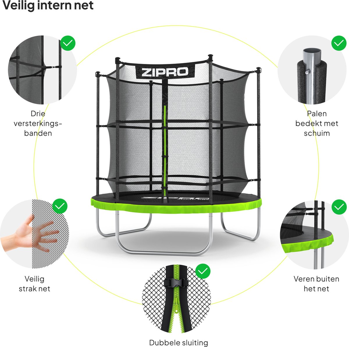 ZIPRO Jump Pro IN - Trampoline - Ø183cm 6FT - Trampoline met veiligheidsnet - Voor kinderen - max. 100 kg – foto 3