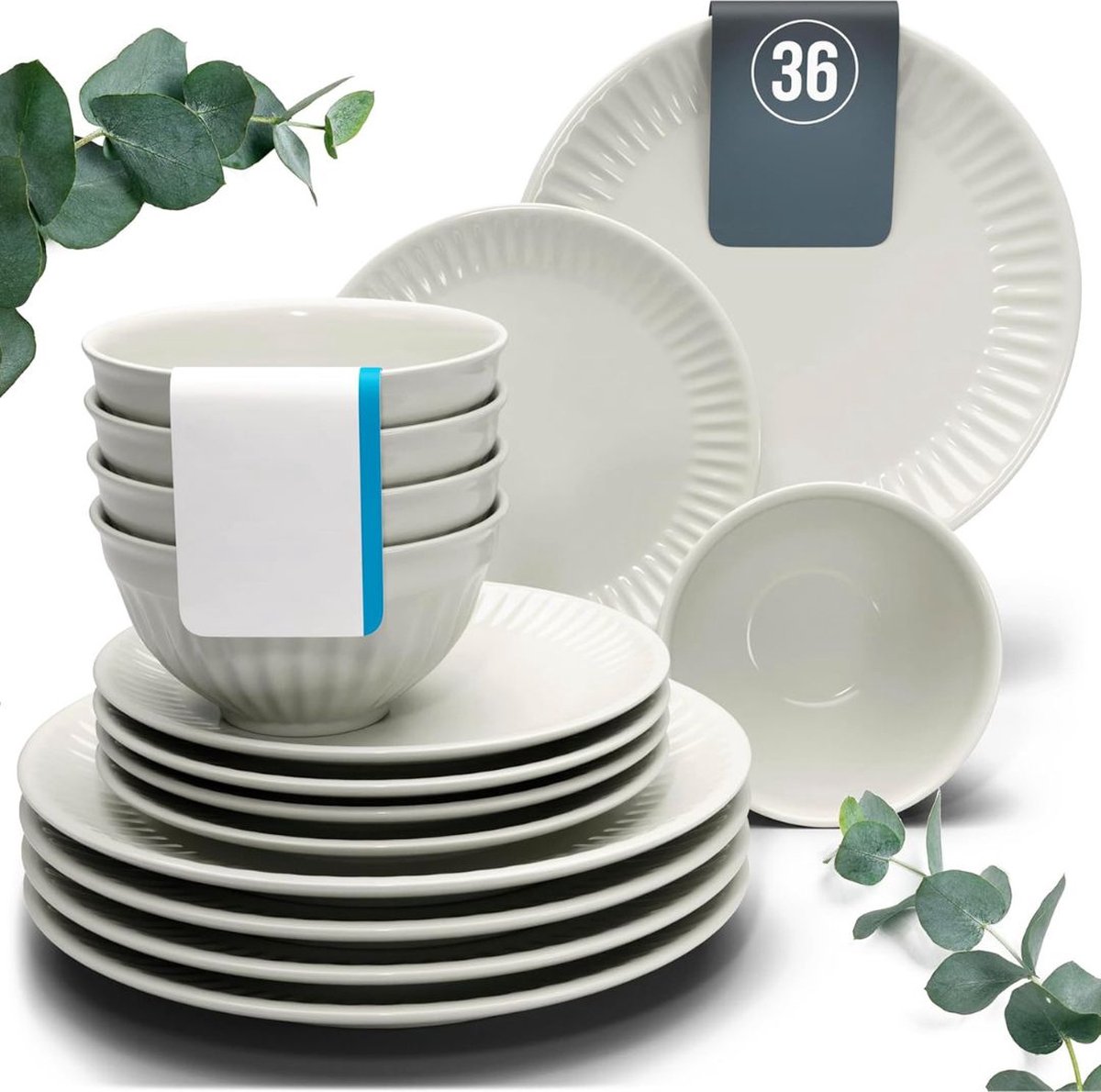 VELTRR® Serviesset 12 Persoons - Serviessets - Bordenset - Chique Bordenset - Porselein