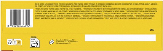 Codes-barres et informations produit au dos de l'emballage Swiffer.