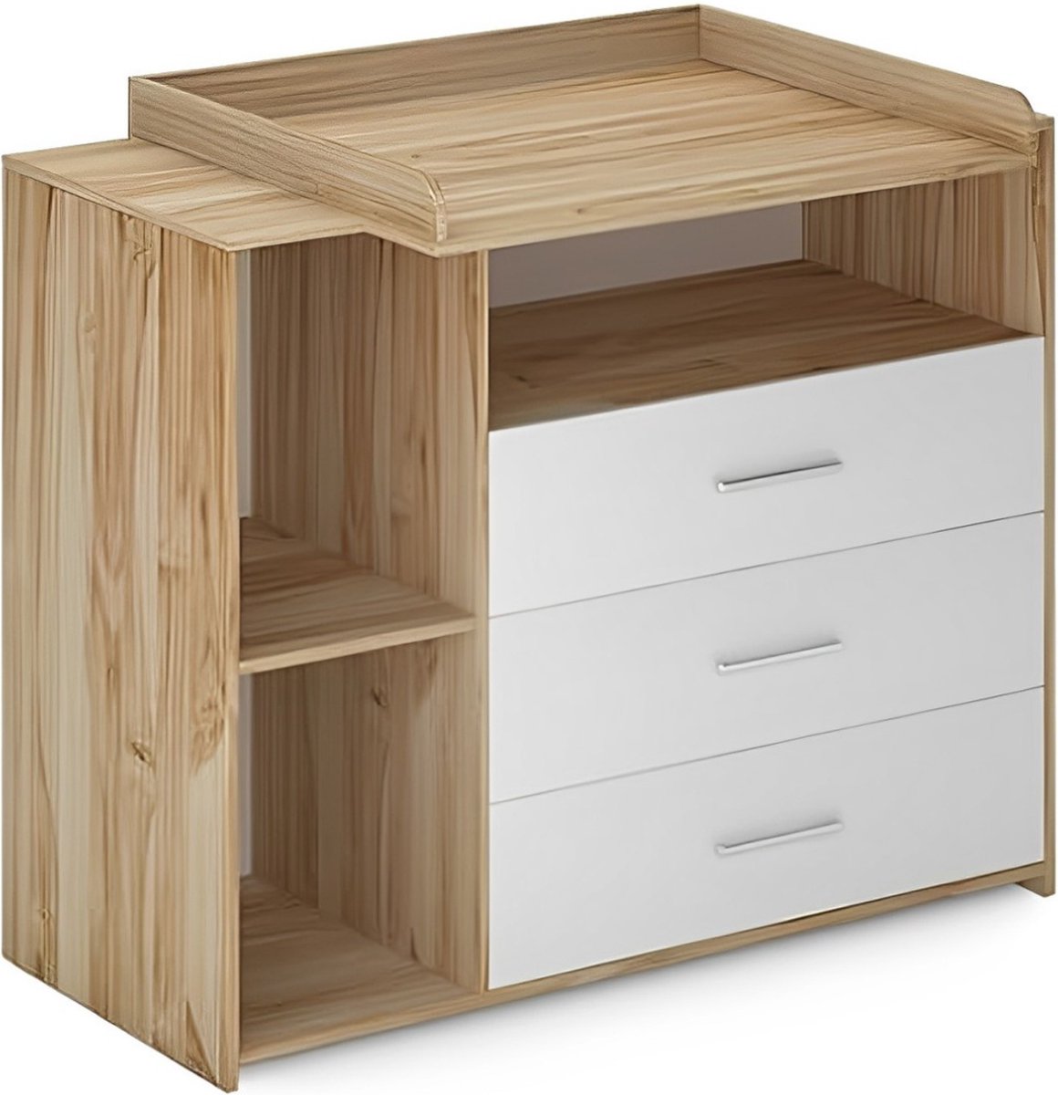 VELTRR® Commode Baby - Verzorgingstafel - Luiertafel - Babykamer - Wit met Bruin