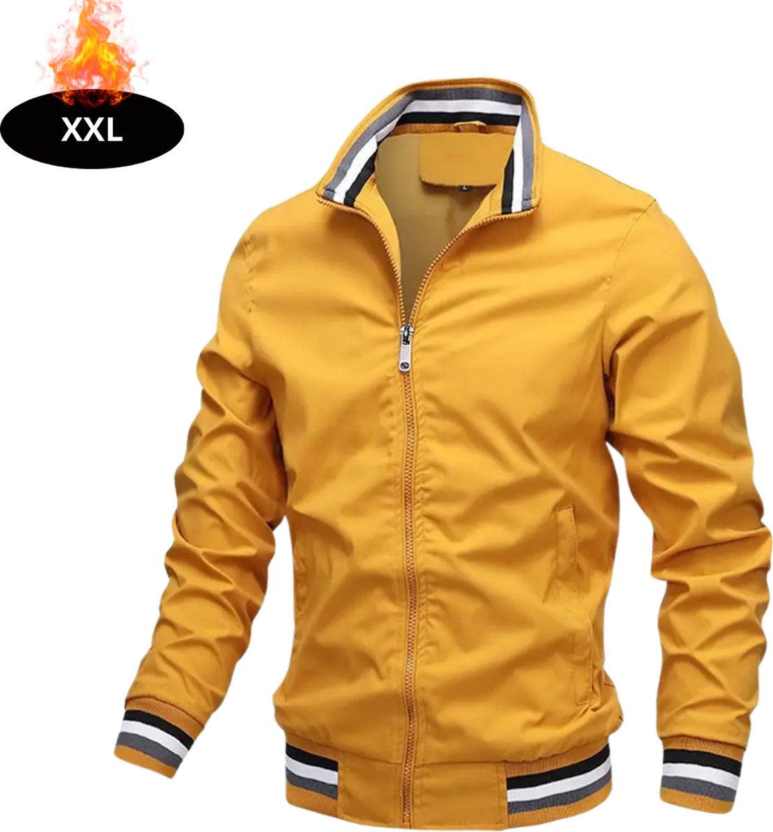 Livano Windjas Heren Parka Lente & Herfst Jas Volwassen Windjack Windbreaker Outdoor Geel