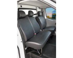 Walser Autostoelhoes Transporter Fit Kunstleer antraciet geschikt voor Opel Vivaro - Renault Trafic -Nissan Primastar - Einzel- & - Dubbele Bank