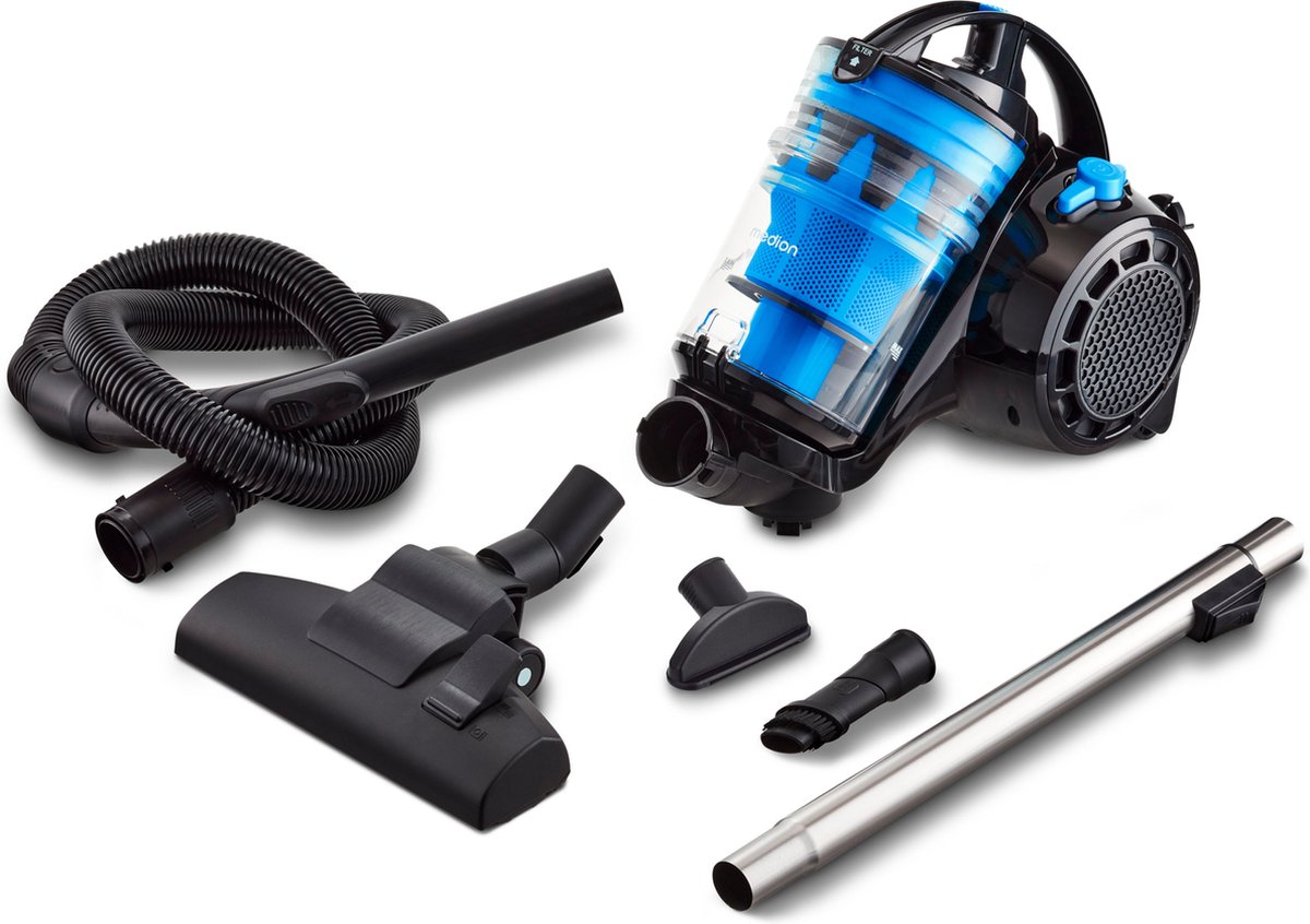 MEDION stofzuiger zonder stofzak P2000 (700 watt vermogen, 2 liter stofreservoir, wasbaar HEPA 13 filter, 8,5 m werkbereik, MD 11905) blauw