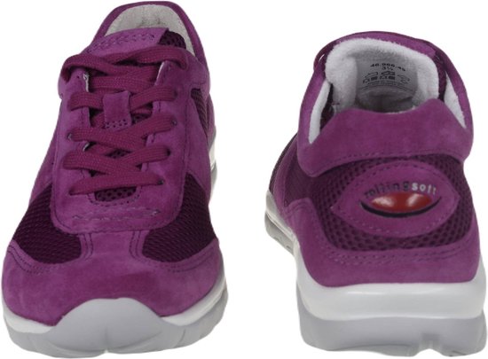 Paarse Gabor dames sneaker met veters en mesh details. Grijze zool.
