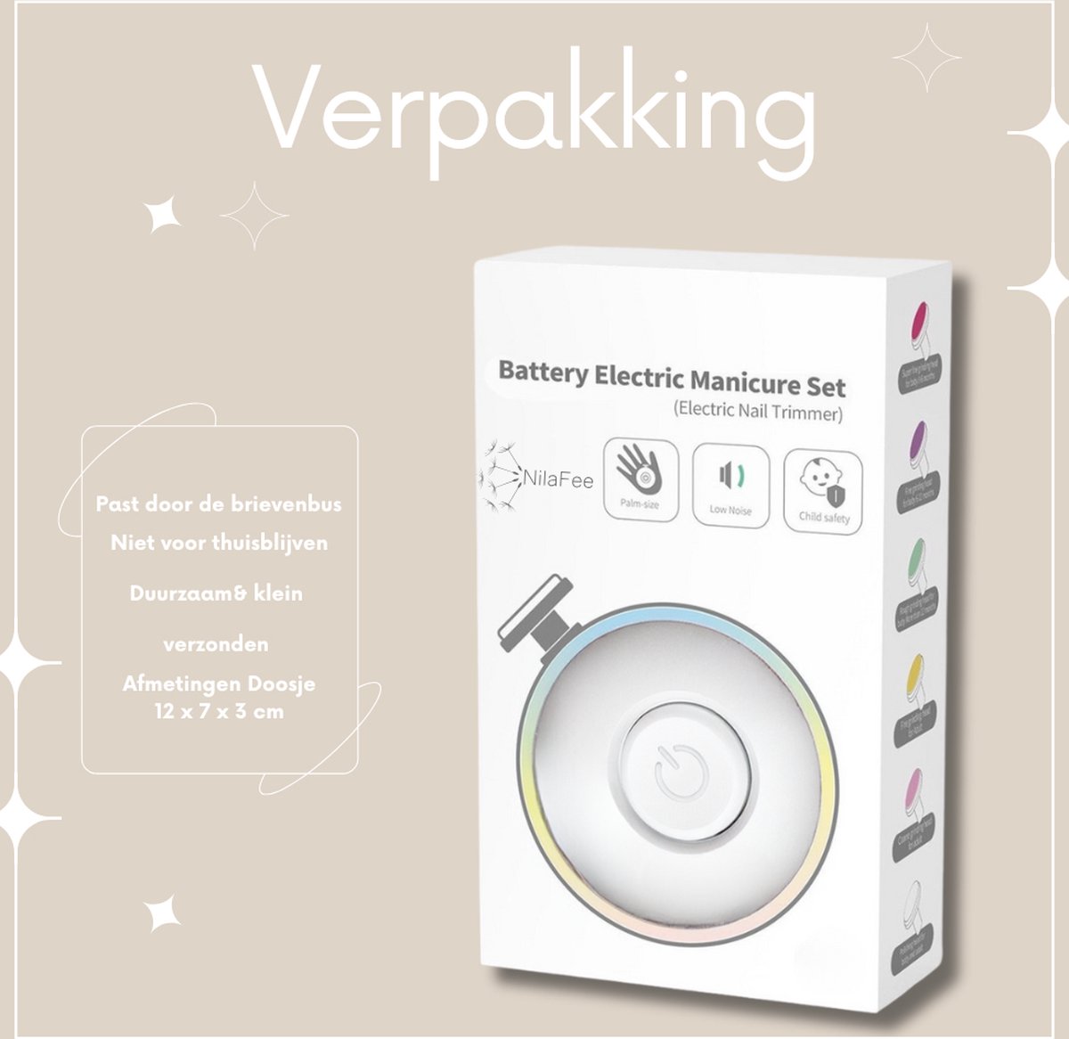 NilaFee®- Electrische Baby Nagelvijl - Inclusief Batterijen - Manicureset - Verzorgingsset - Nagelschaartje - Wit — cadeau in Verzorging - foto 6