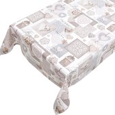 Tafelzeil Cuori Beige -  250 x 140 - Beige tafelkleed - Beschikbaar in verschillende maten - Geleverd in een koker