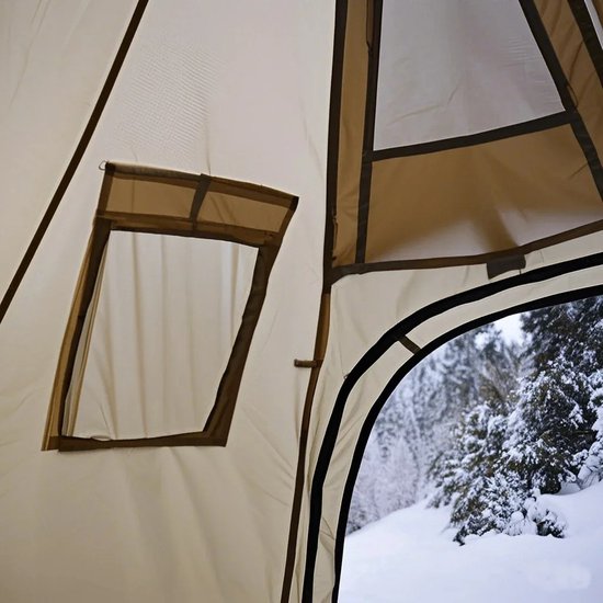 Rustive Kampeertent - Tent voor 1-2 Personen - Tipi Tent - Piramidetent - Waterdicht - 320cm Diameter - Lichtgroen van Rustive — afbeelding 3