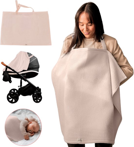 Amisly Borstvoedingsdoek - Luxe Voedingsdoek - Afschermdoek - OEKO-TEX - Wafel Materiaal - Roze - Kraamcadeau baby van Amisly — afbeelding 2