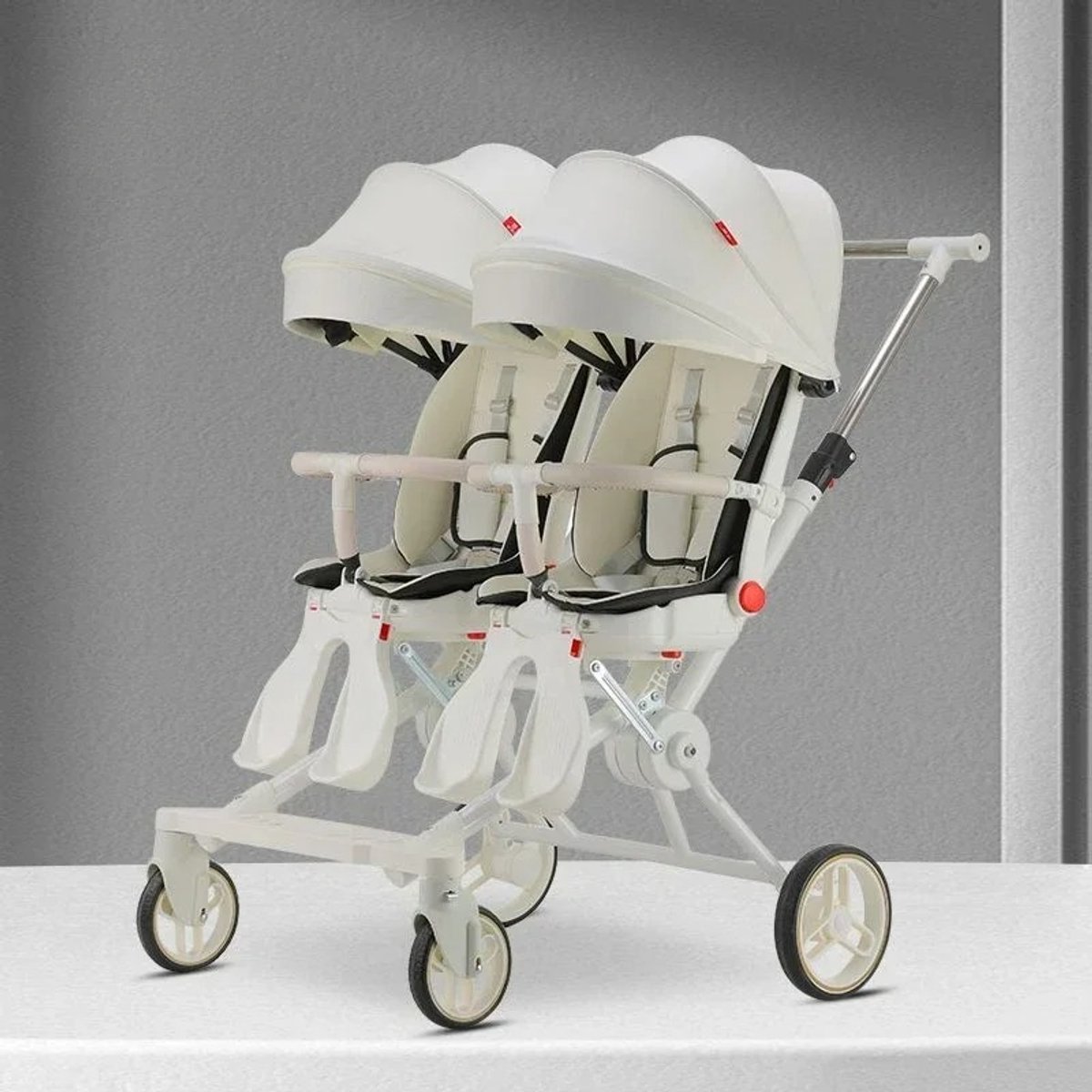 Duo Kinderwagen Opvouwbaar Lichtgewicht Off White - afbeelding 3