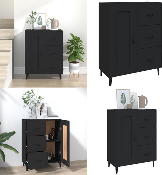Dressoir 69,5x34x90 cm bewerkt hout zwart | -nl
