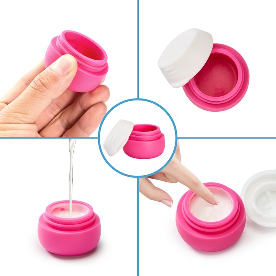 YONO Travel Cosmetic Jars - Pots vides avec couvercle - Pots à crème - Set de Bouteilles de voyage en Siliconen Bagage à Bagage à main - Bouteilles de voyage rechargeables - 4 pièces - 10 ML