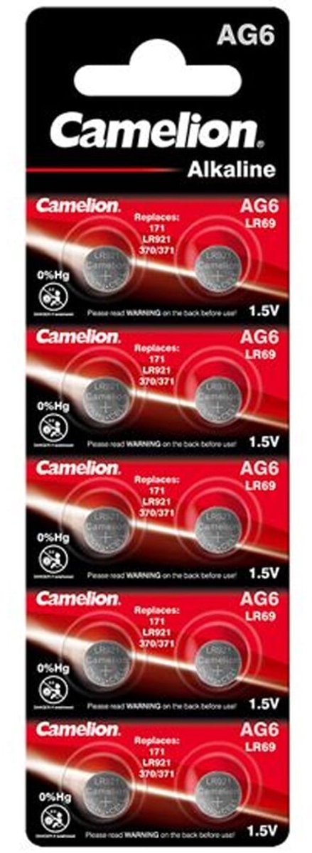 Camelion Alkaline knoopcel AG6 / LR69, 1,5 Volt, 0% HG - 10 stuks