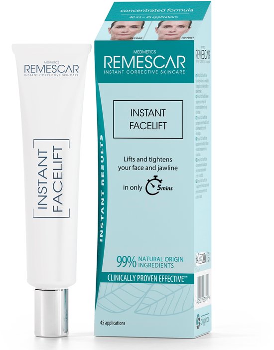 Remescar Instant Facelift creme - Anti-aging gezichtscreme voor onmiddellijk resultaat, Lift & verstevigt de huid, Anti-aging op korte én op lange termijn, Klinisch bewezen doeltreffend, 40 ml