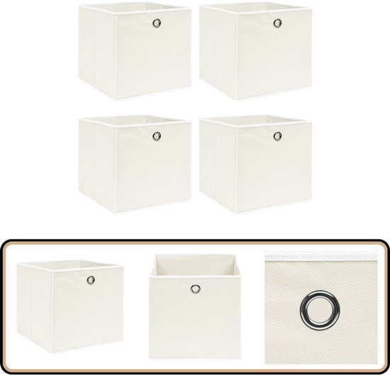 Boite de rangement vidaXL Opbergboxen met deksel 4 st 32x32x32 cm stof