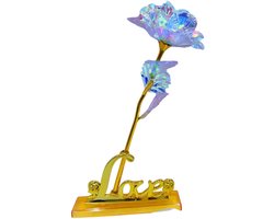 Vivva - Glinsterende Roos - Roos Cadeau - Kunstroos - Nep Roos - Kunst Roos - Valentijn Roos - Inclusief Gouden ‘LOVE’ Standaard en Geschenkdoos - ROSIVERSE