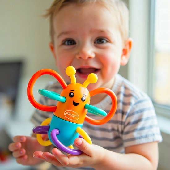 Playgro Click Clack Butterfly Rammerlaar - Bijtrammelaar - bijtring - Baby speelgoed - bijtspeeltje - Grijpspeelgoed - Speeltje - Baby rammelaar- Met geluid van Playgro — afbeelding 3