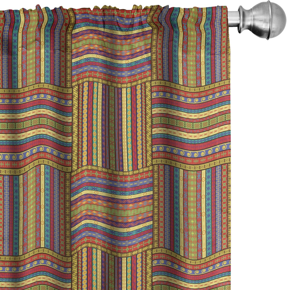 New Bed Gordijnen, Afrikaans Kunst Randen Lichtgewicht Overgordijnen met Roedezak, 150 cm x 245 cm