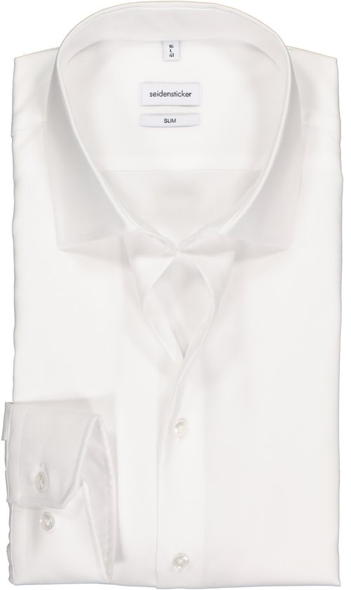 Chemise Seidensticker slim - structure blanche - Ne se repasse pas - Taille de col : 45