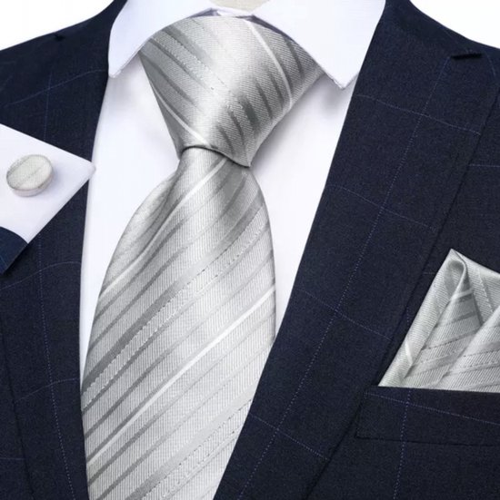 Foto: Stropdasset grijs streep zijde charme bijoux