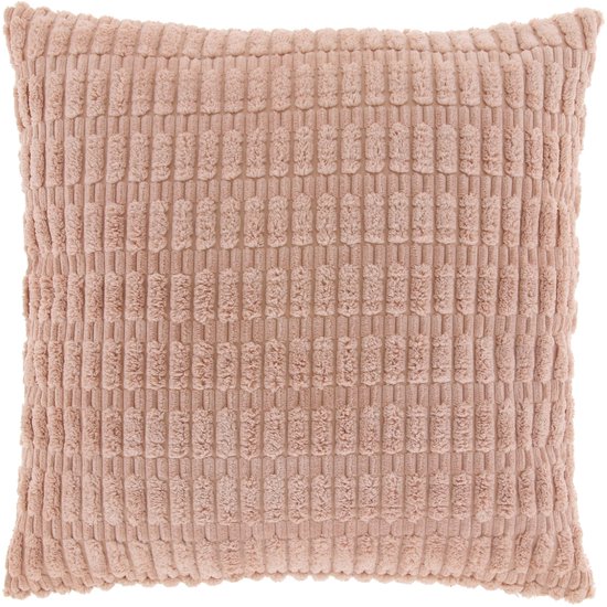CEDRO - Sierkussenhoes - 45x45 cm - Motif côtelé - Vieux rose