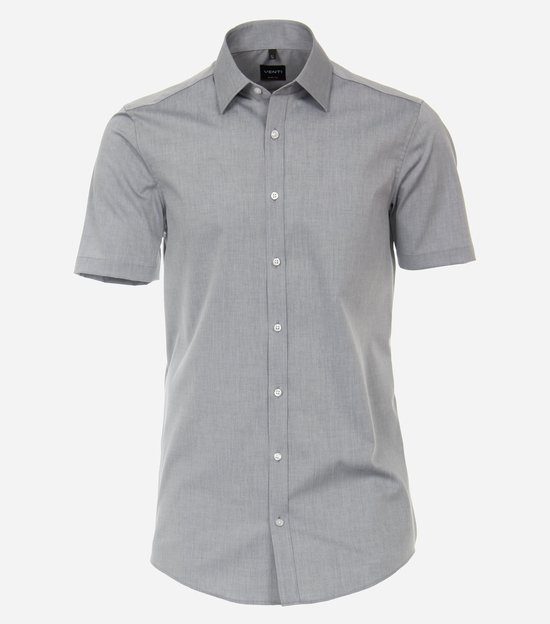 Chemise VENTI body fit - manches courtes - popeline - gris - Repassage facile - Col : 42
