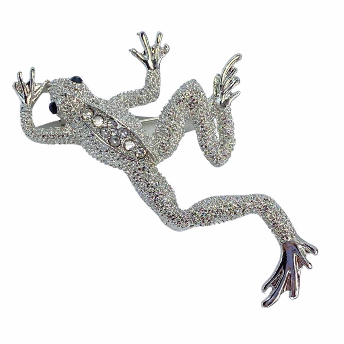 Broche-Kikker Strass zilverkleur speld - Charme Bijoux