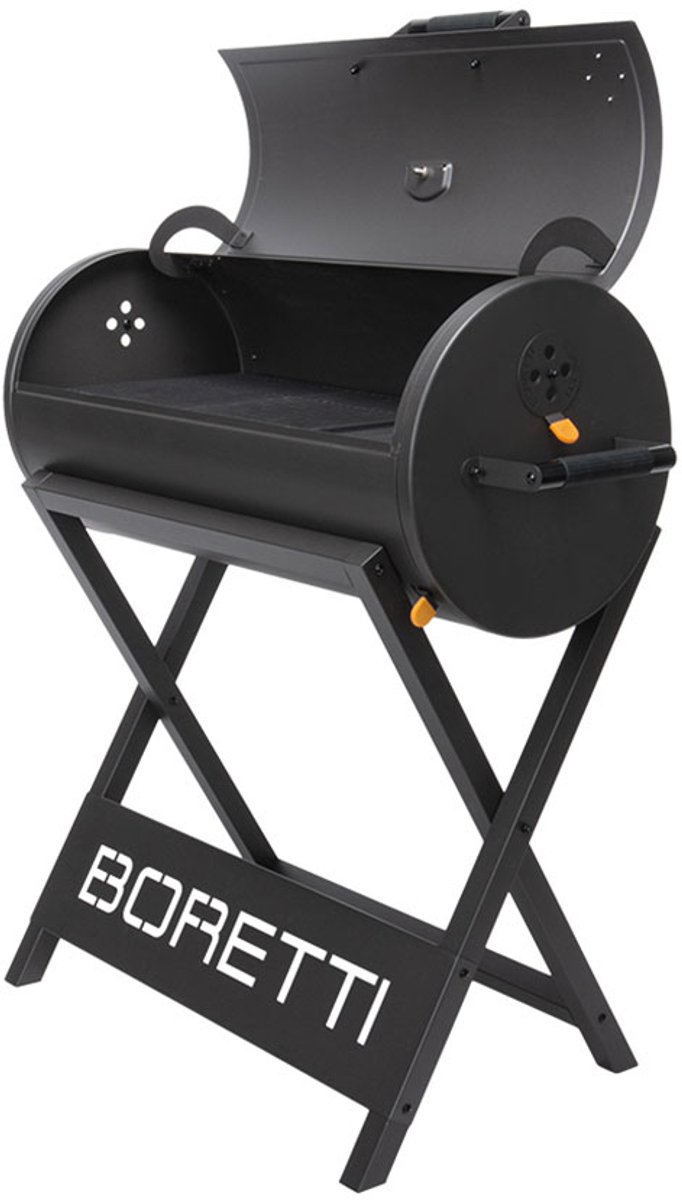 Boretti - Barilo 2.0 - houtskool barbecue - grilloppervlak 84 x 41 cm - Drie afzonderlijk uitneembare kolenmanden - Twee gietijzeren grillroosters - Eén gietijzeren bakplaat van Merkloos — afbeelding 2