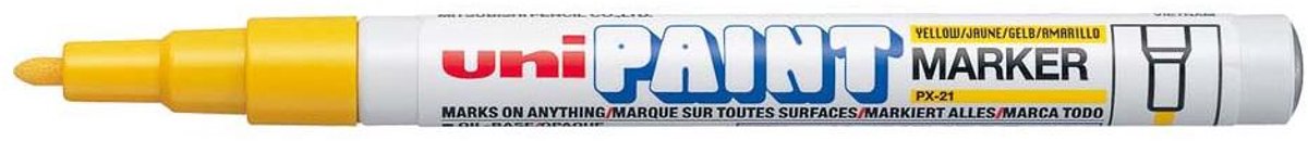 Permanente markeerstift Uni-Ball Paint PX-21L Geel 12 Stuks