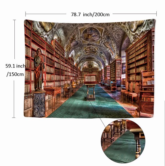 Ulticool - Bibliothèque Boeken Bibliothèque Bibliothèque - Tapisserie - 200x150 cm - Groot tapisserie - Affiche
