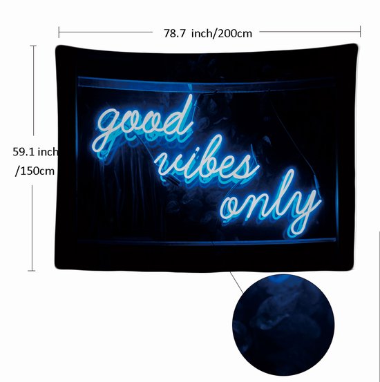 Ulticool - Good Vibes Only - Tapisserie - 200x150 cm - Groot tapisserie - Affiche