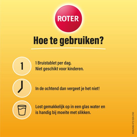 Roter Vitamine C 1000mg bruis - Hoge dosering vitamine C ter ondersteuning van je natuurlijke weerstand - 40 bruistabletten met abrikoos-sinaasappelsmaak
