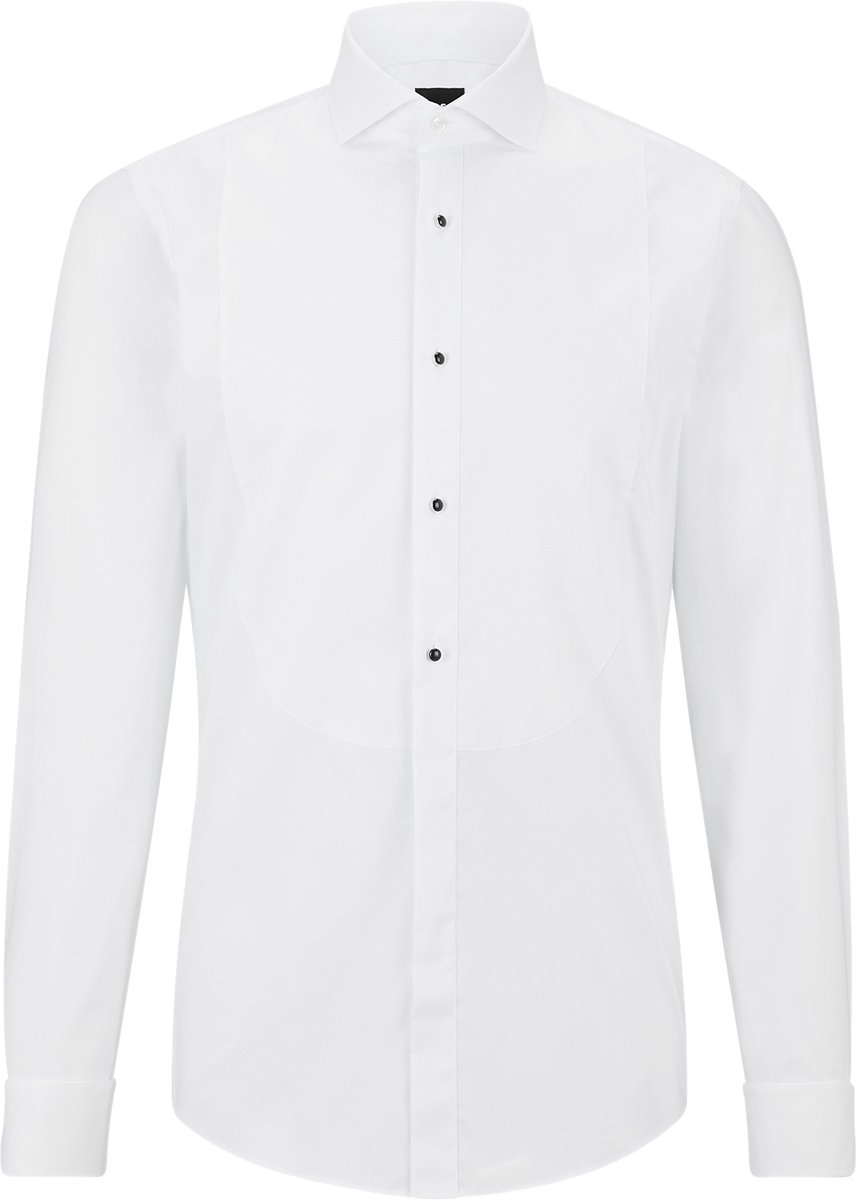 BOSS Hank slim fit smoking overhemd - popeline - wit - Strijkvriendelijk - Boordmaat: 37