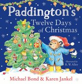 De cover van het boek 'Paddington's Twelve Days of Christmas' toont Paddington die een kerstboom optuigt. Geïllustreerd door R.W. Alley.