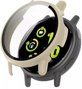 Strap-it hard case hoesje met glas geschikt voor Garmin Vivoactive 5 (beige)