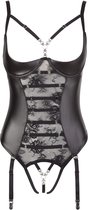 Corps à cordes sexy avec quart de bonnet et bretelles - Noir