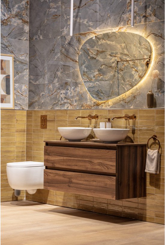 Adema Chaci Meuble bas de salle de bain - 120cm - 2 tiroirs - sans poignées - noyer (bois)